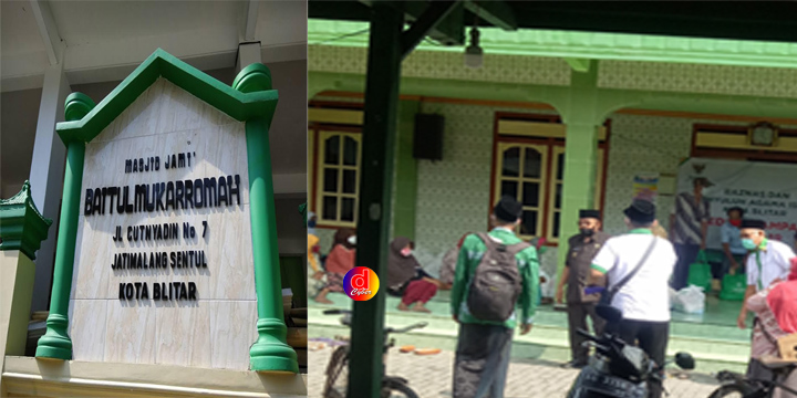 Baznas Kota Blitar Peduli Masjid Bagikan Sembako dan Masker